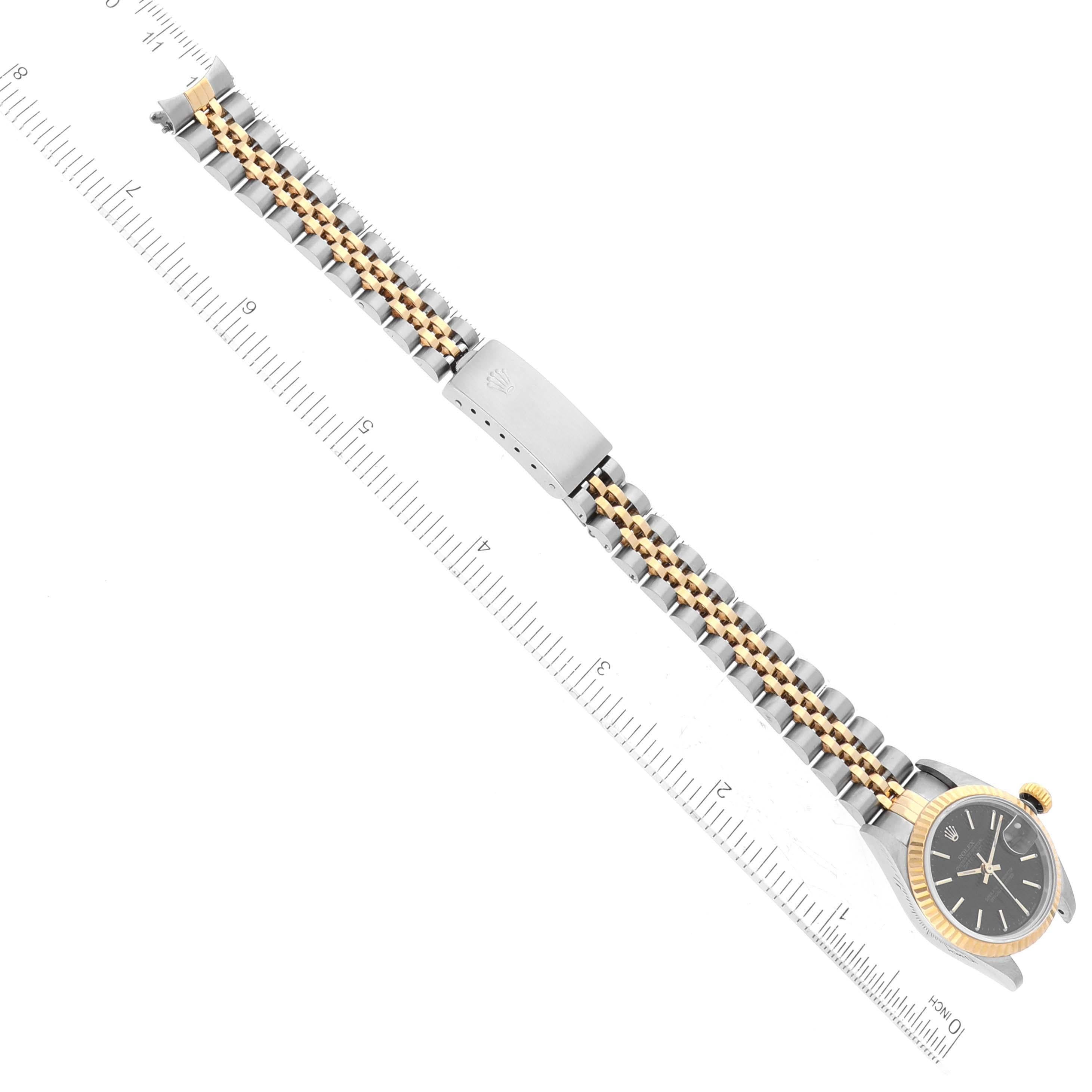 Rolex Datejust Steel Yellow Gold Black Tapestry Dial Ladies Watch 69173 5