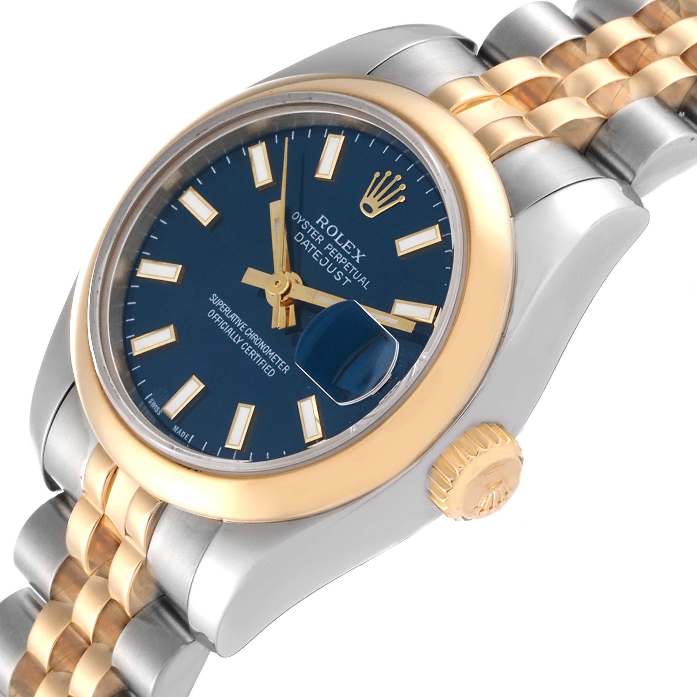 Women's Rolex Datejust Steel Yellow Gold Blue Dial Ladies Watch 179163 For Sale