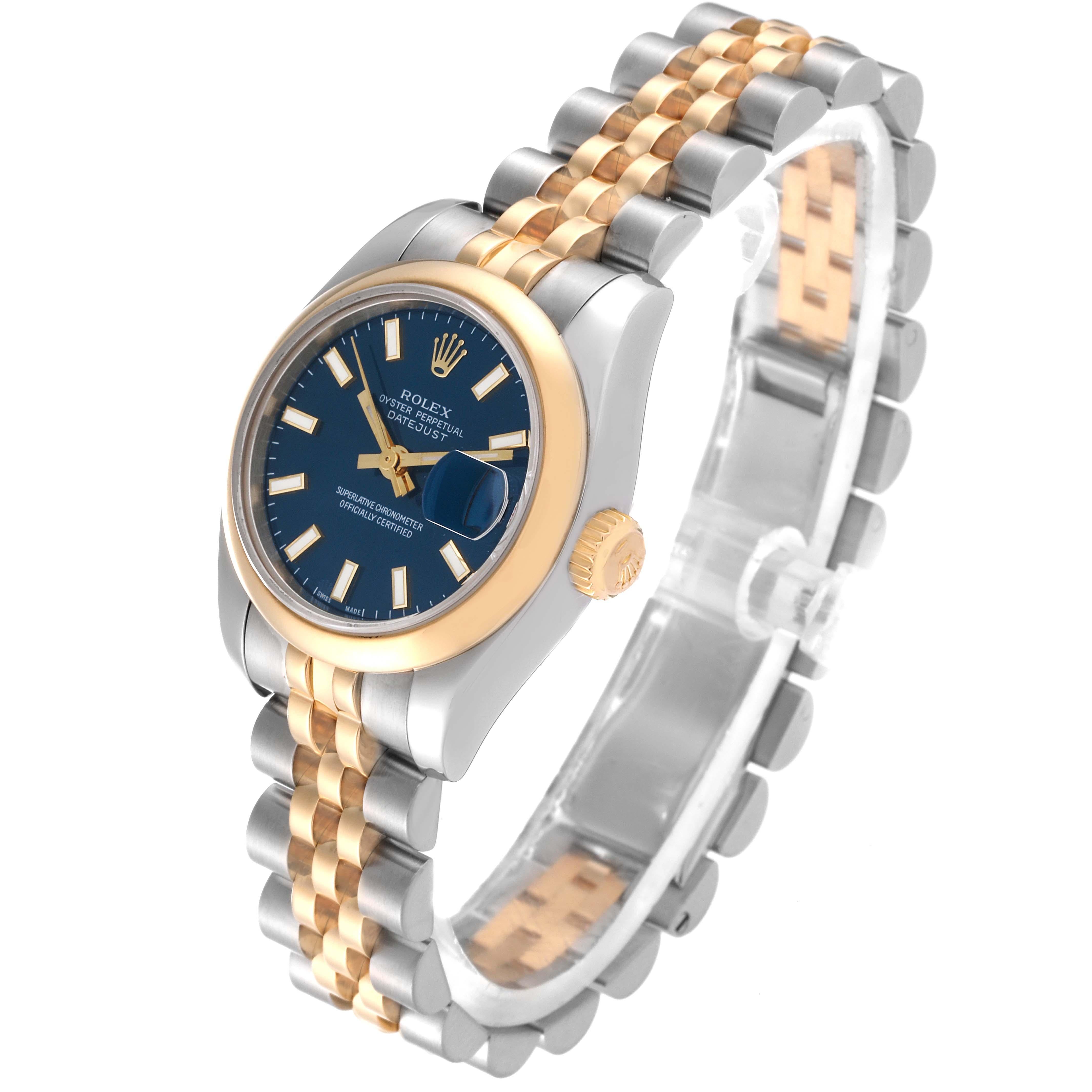 Rolex Datejust Steel Yellow Gold Blue Dial Ladies Watch 179163 For Sale 1
