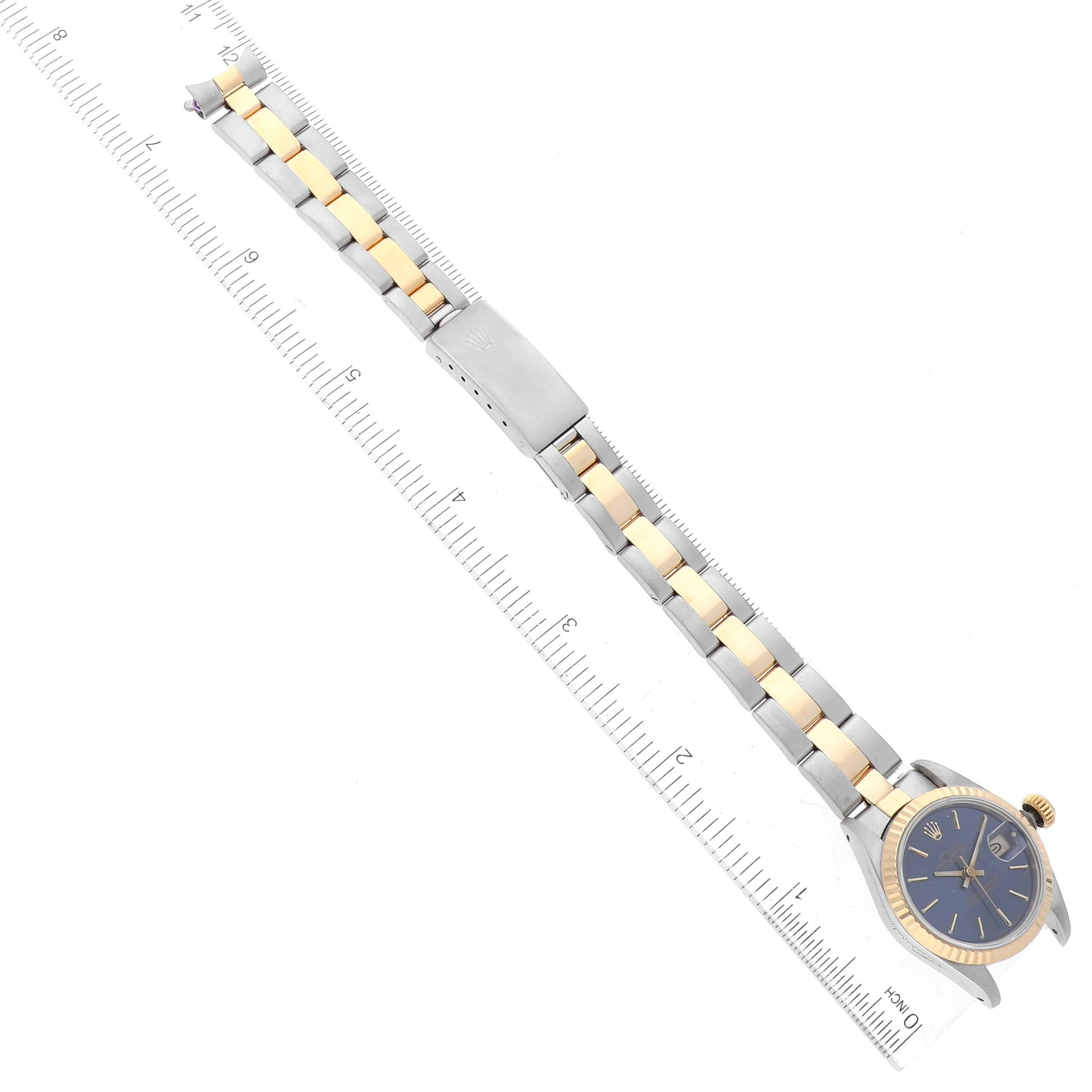 Rolex Datejust Steel Yellow Gold Blue Dial Ladies Watch 69173 Box Papers 6