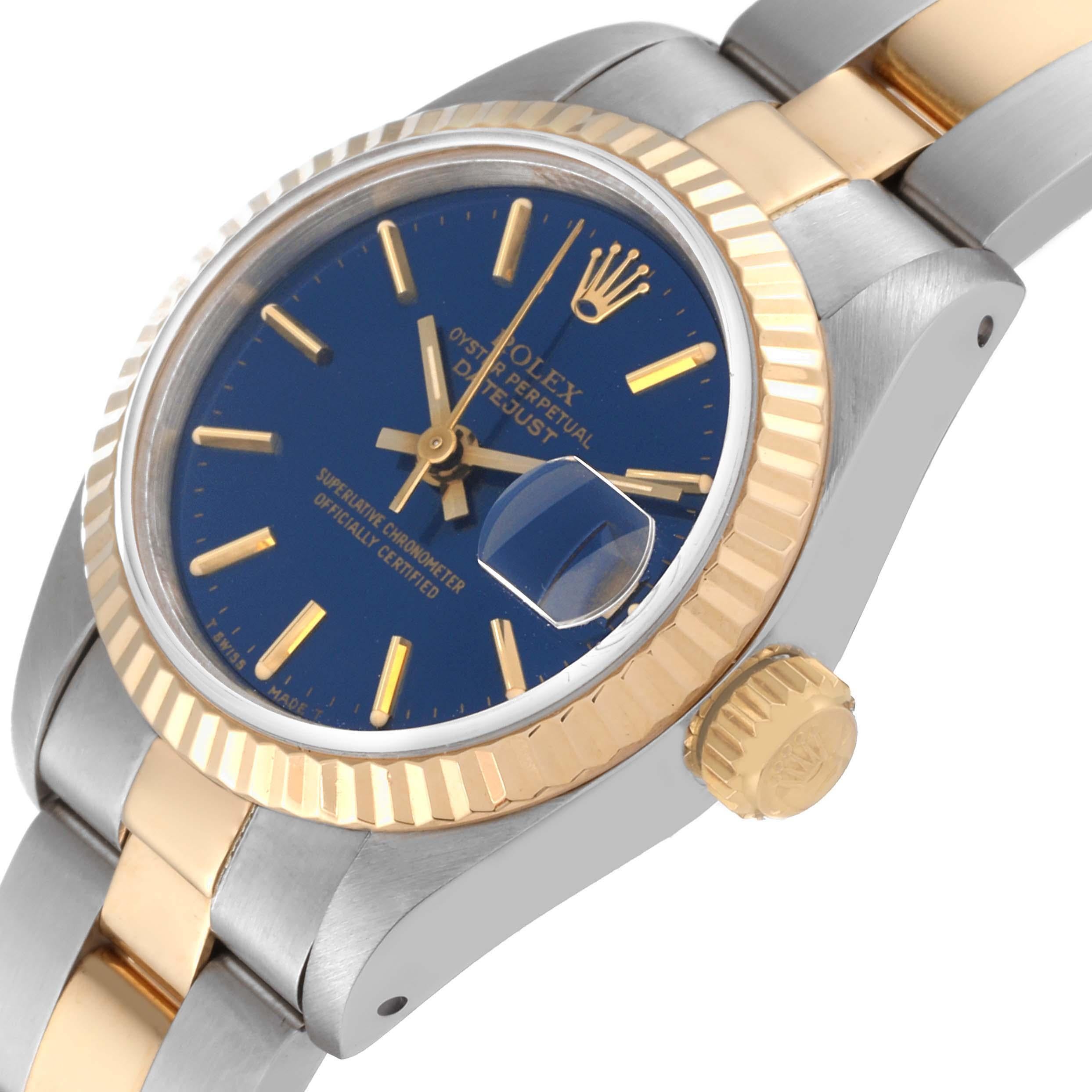 Rolex Datejust Steel Yellow Gold Blue Dial Ladies Watch 69173 Box Papers 1