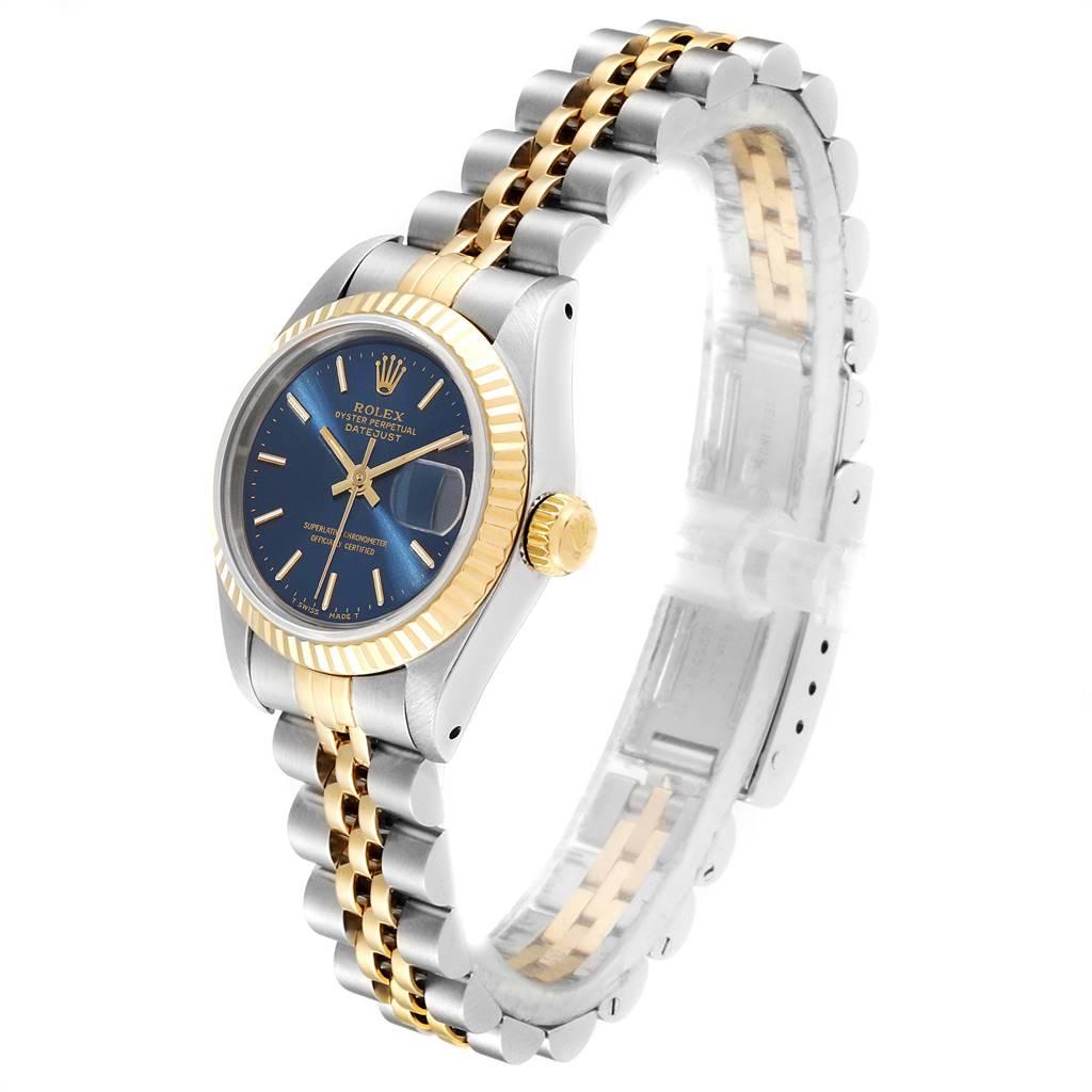 Women's Rolex Datejust Steel Yellow Gold Blue Dial Ladies Watch 69173 For Sale
