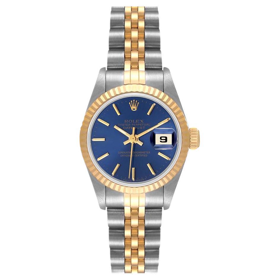 Rolex Datejust Steel Yellow Gold Blue Dial Ladies Watch 69173