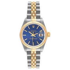 Rolex Datejust Steel Yellow Gold Blue Dial Ladies Watch 69173
