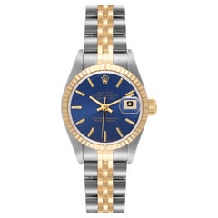 Rolex Datejust Steel Yellow Gold Blue Dial Ladies Watch 69173