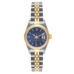 Rolex Datejust Steel Yellow Gold Blue Dial Ladies Watch 69173 Unworn NOS