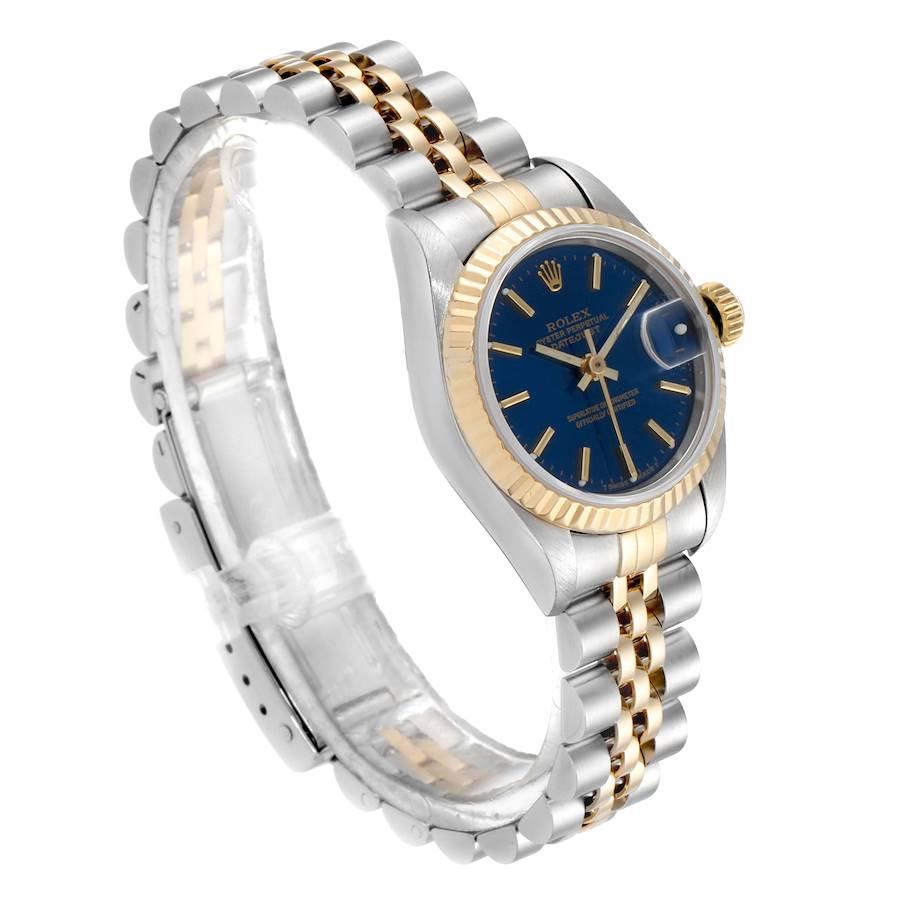 Rolex Datejust Steel Yellow Gold Blue Dial Ladies Watch 79173 In Good Condition In Atlanta, GA