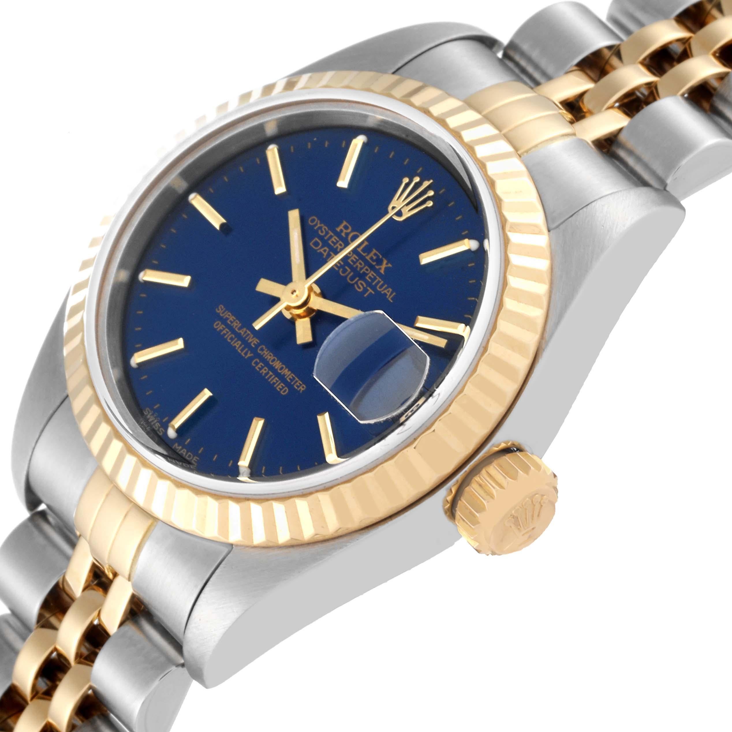 Rolex Datejust Stahl-Damenuhr mit blauem Zifferblatt 79173 2