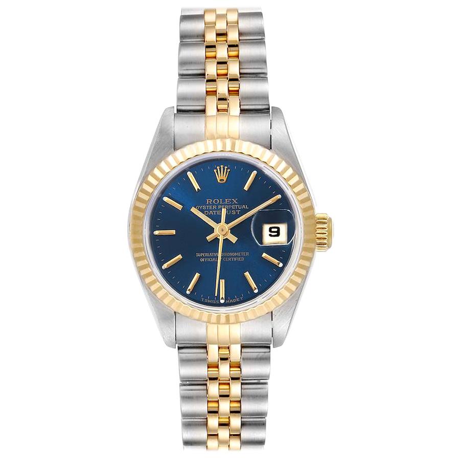 Rolex Datejust Steel Yellow Gold Blue Dial Ladies Watch 79173