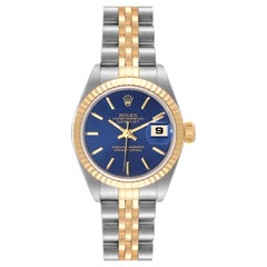 Rolex Datejust Acciaio Oro Giallo Quadrante Blu Donna 79173