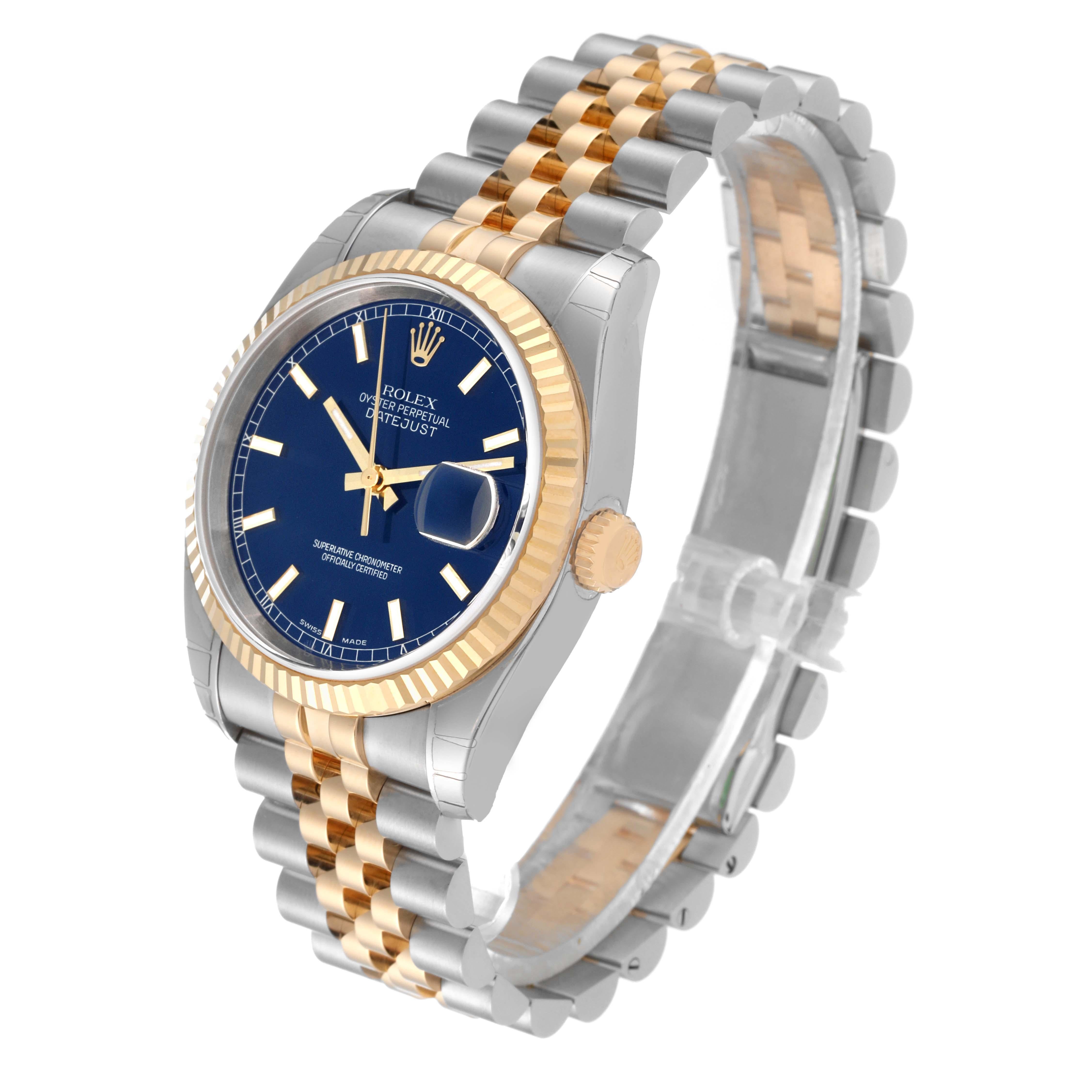 Rolex Datejust Steel Yellow Gold Blue Dial Mens Watch 116233 Box Papers For Sale 6