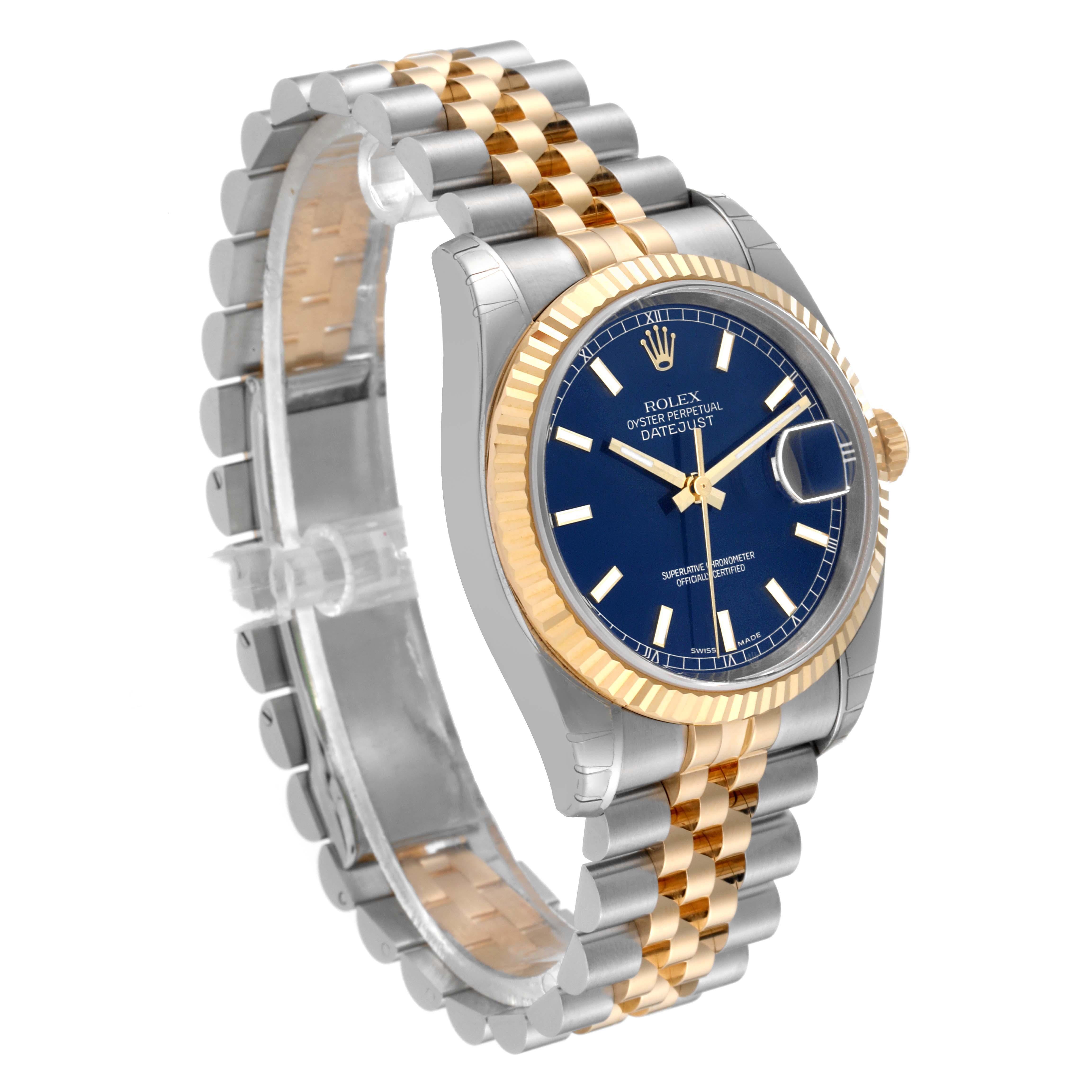 Rolex Datejust Steel Yellow Gold Blue Dial Mens Watch 116233 Box Papers 8