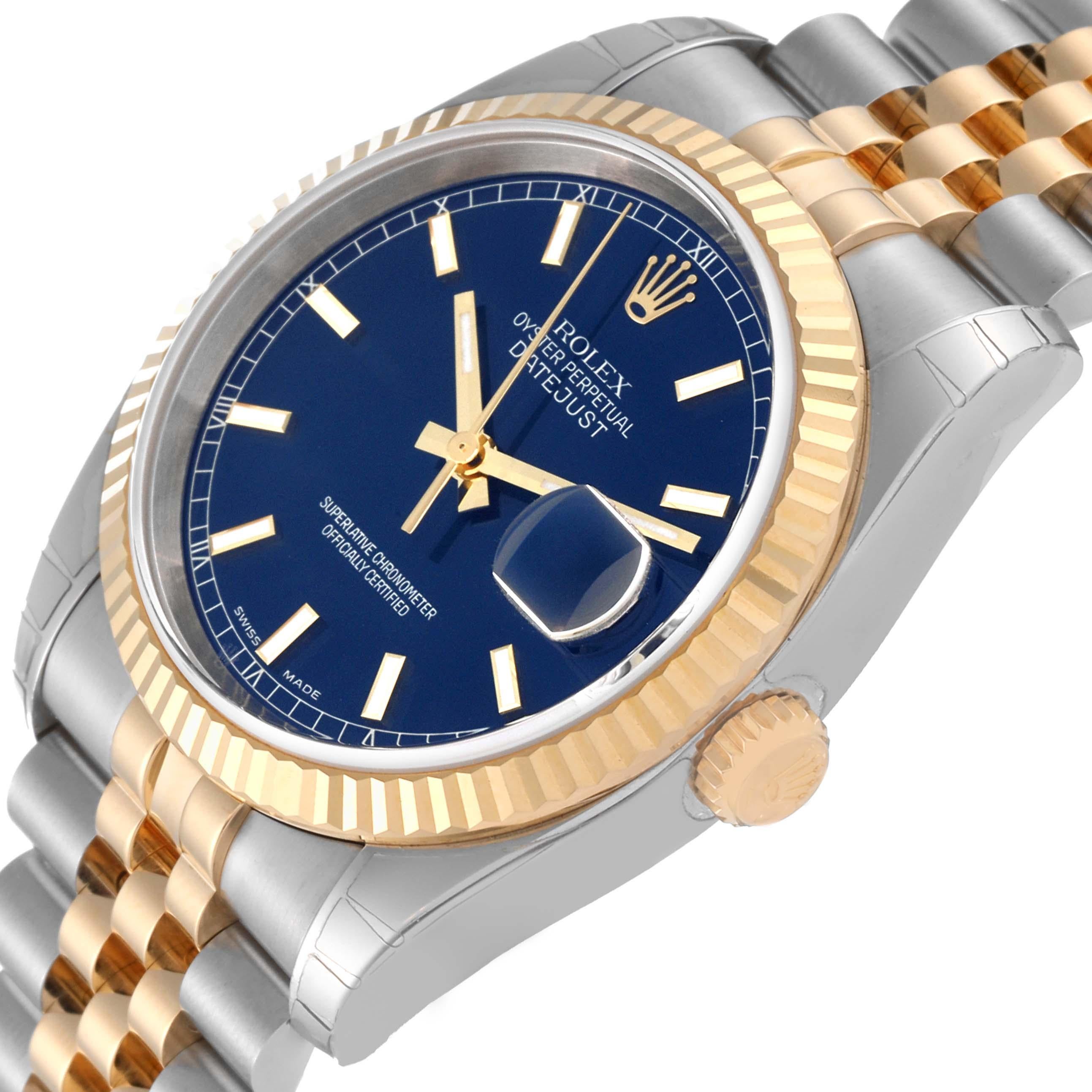 Rolex Datejust Steel Yellow Gold Blue Dial Mens Watch 116233 Box Papers For Sale 1