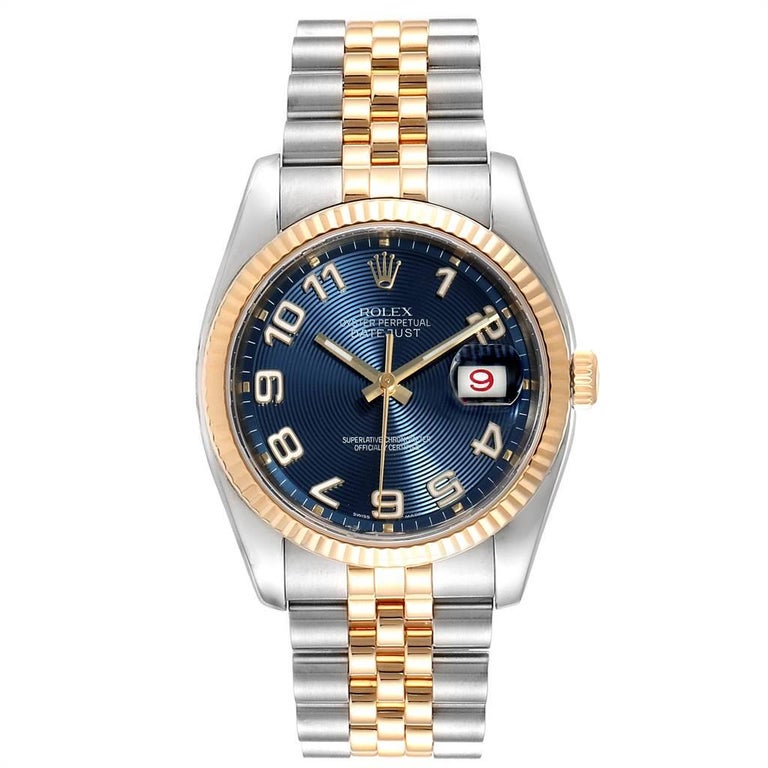Rolex Datejust Steel Yellow Gold Blue Dial Men's Watch 116233 For Sale ...