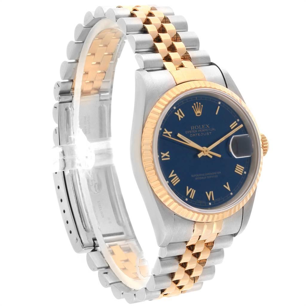 Rolex Datejust Steel Yellow Gold Blue Dial Men's Watch 16233 Box Papers 1
