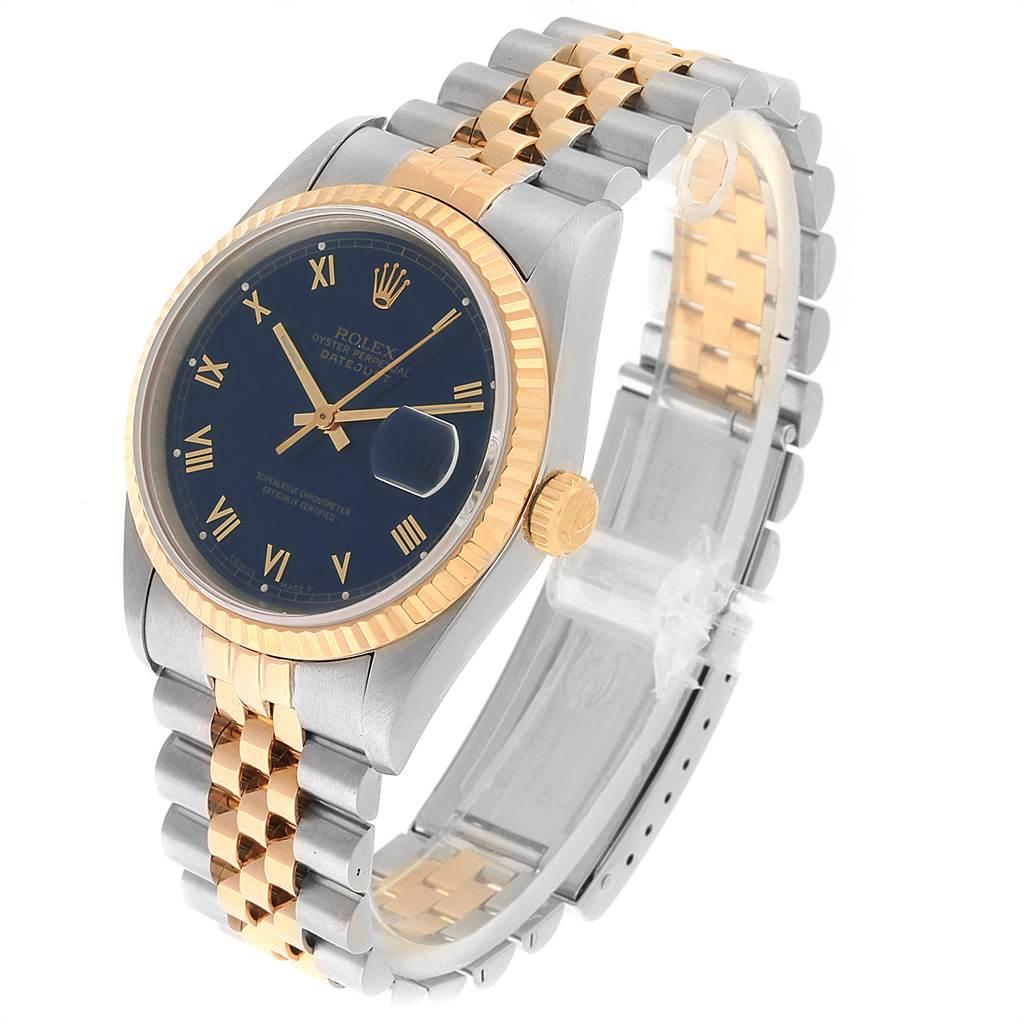 Rolex Datejust Steel Yellow Gold Blue Dial Men's Watch 16233 Box Papers 2