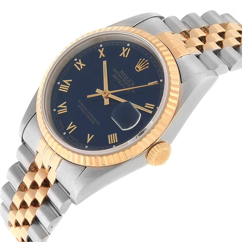 Rolex Datejust Steel Yellow Gold Blue Dial Men's Watch 16233 Box Papers 3