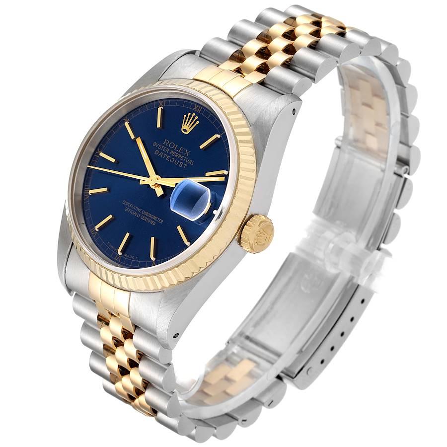 Rolex Datejust Steel Yellow Gold Blue Dial Men's Watch 16233 1