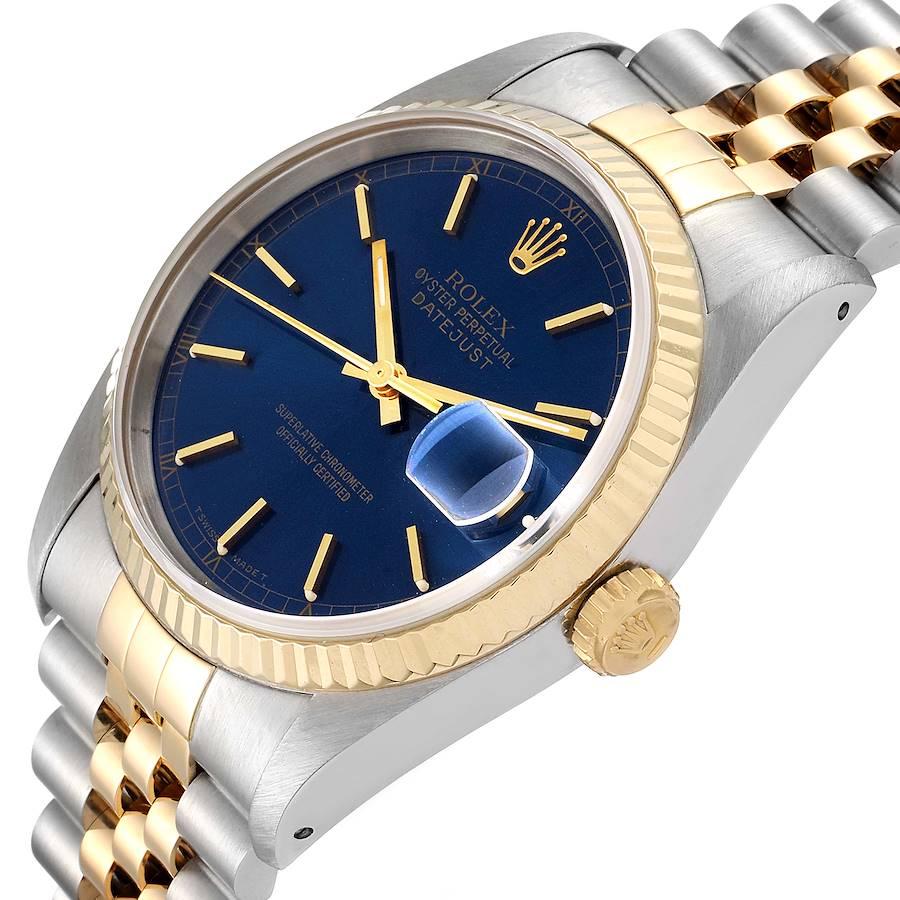 Rolex Datejust Steel Yellow Gold Blue Dial Men's Watch 16233 2