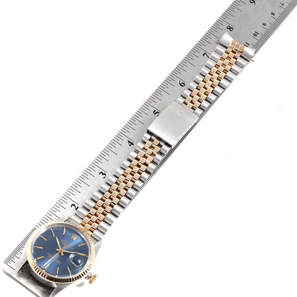 Rolex Datejust Steel Yellow Gold Blue Dial Vintage Men's Watch 16013 For Sale 6