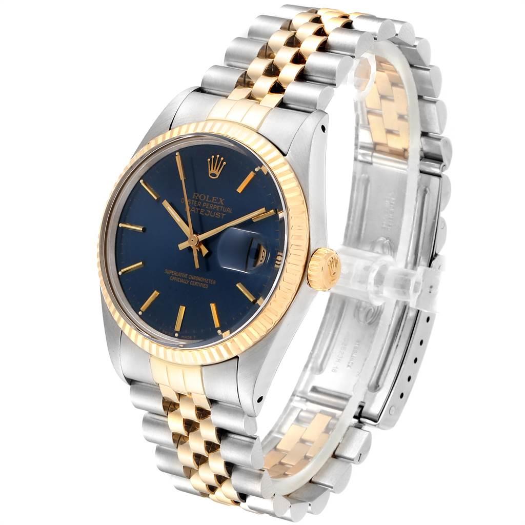 Rolex Datejust Steel Yellow Gold Blue Dial Vintage Men's Watch 16013 For Sale 1