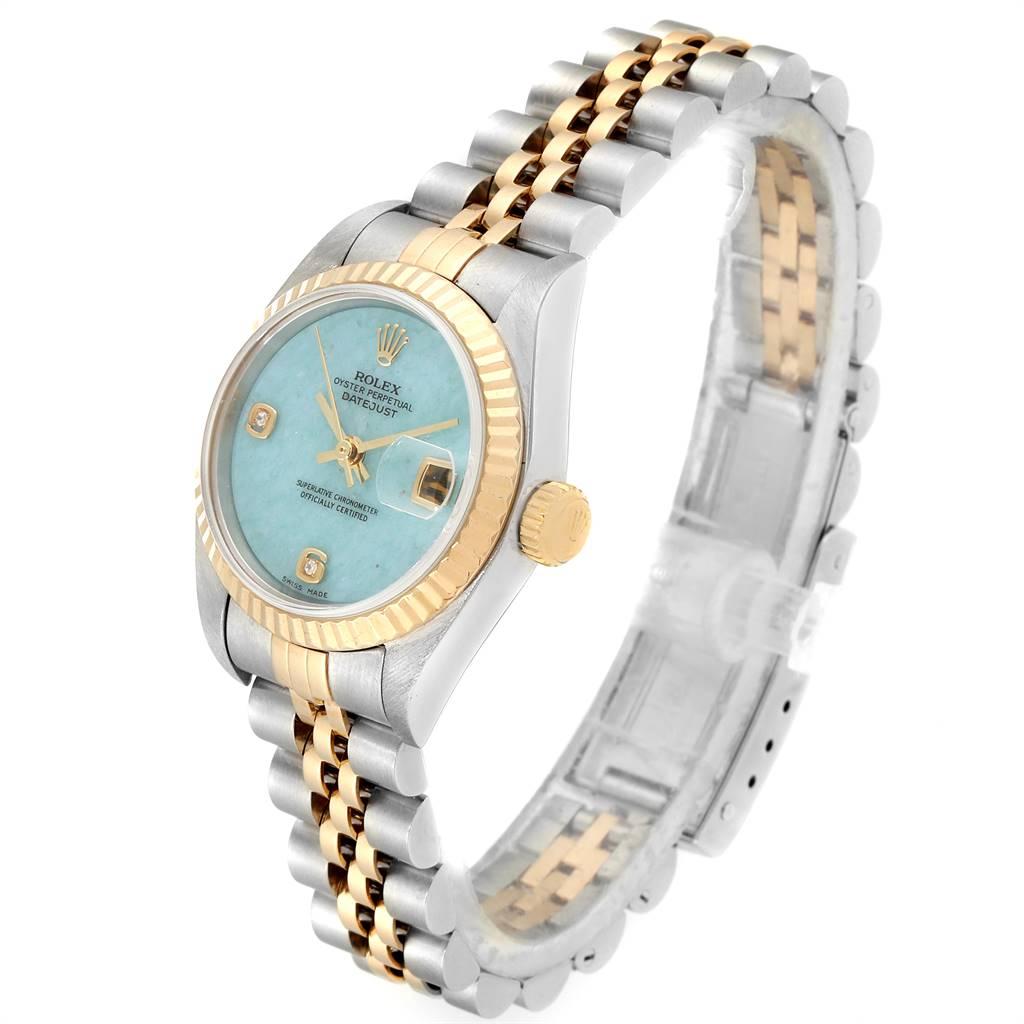 Rolex Datejust Steel Yellow Gold Blue Jadeite Diamond Ladies Watch 79173 In Good Condition In Atlanta, GA