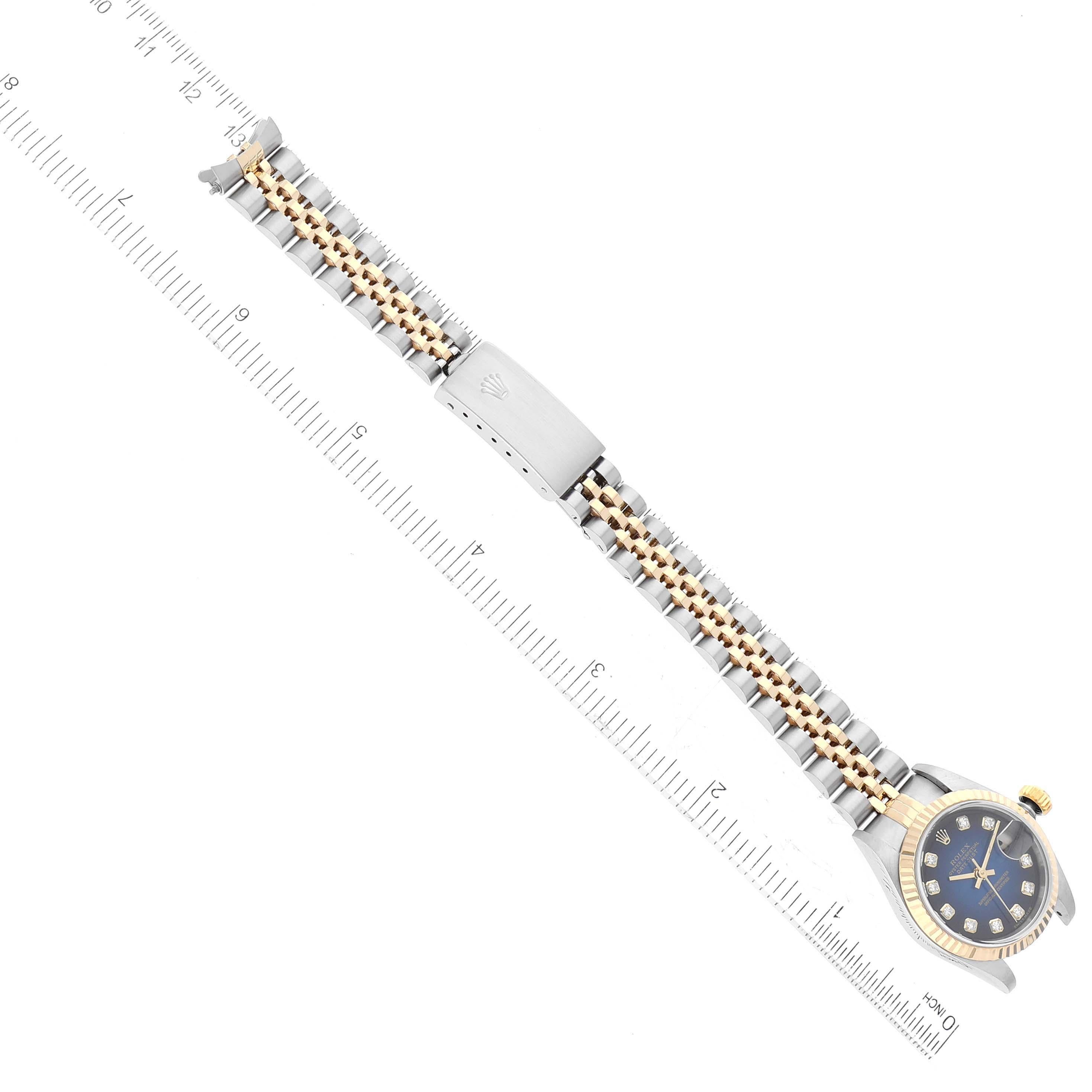 Rolex Datejust Steel Yellow Gold Blue Vignette Diamond Dial Ladies Watch 79173 3