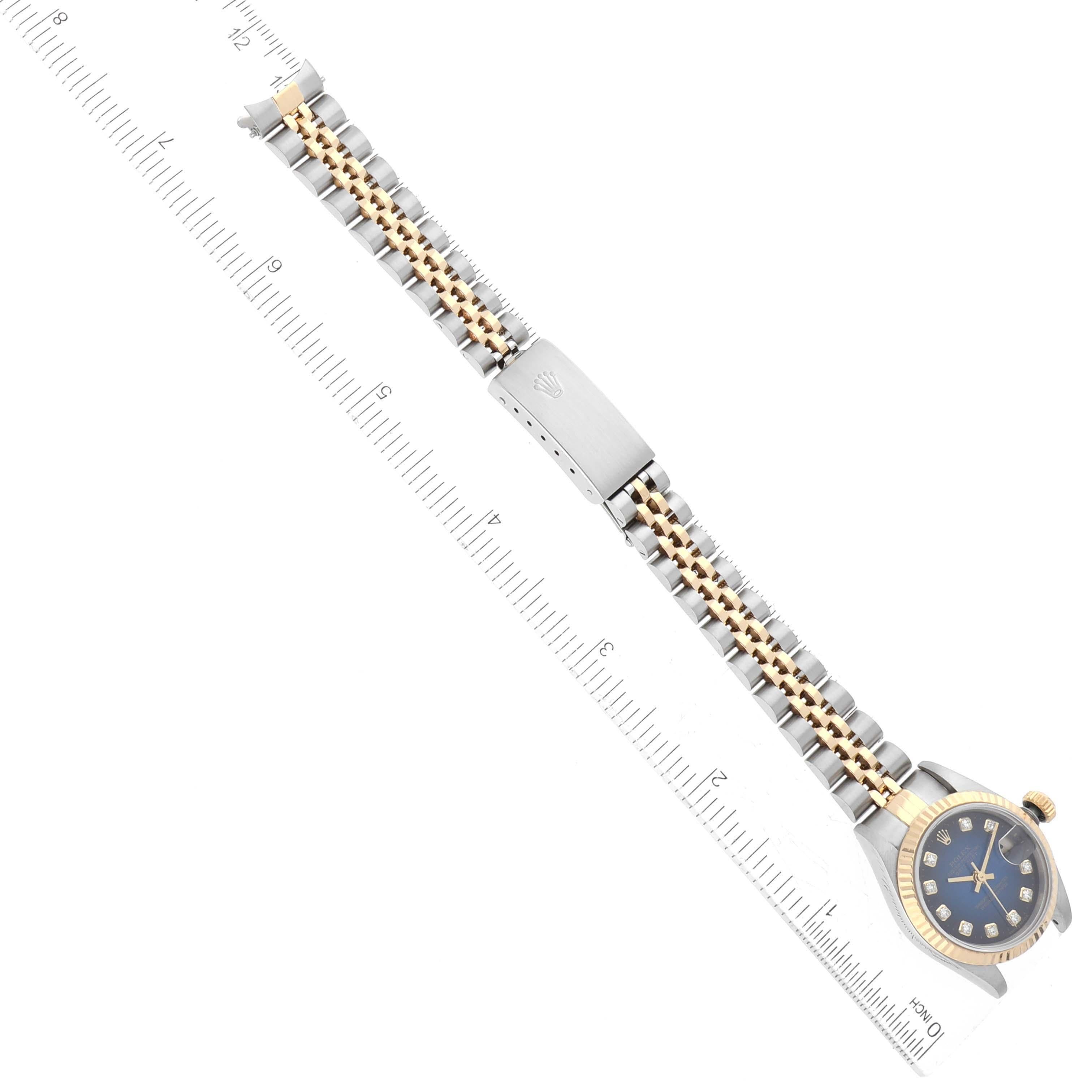 Rolex Datejust Steel Yellow Gold Blue Vignette Diamond Dial Ladies Watch 79173 6