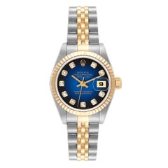 Rolex Datejust Steel Yellow Gold Blue Vignette Diamond Dial Ladies Watch 79173