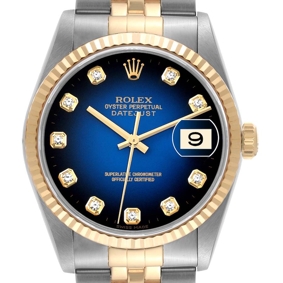 Rolex Datejust Steel Yellow Gold Vignette Diamond Dial Men's Watch ...