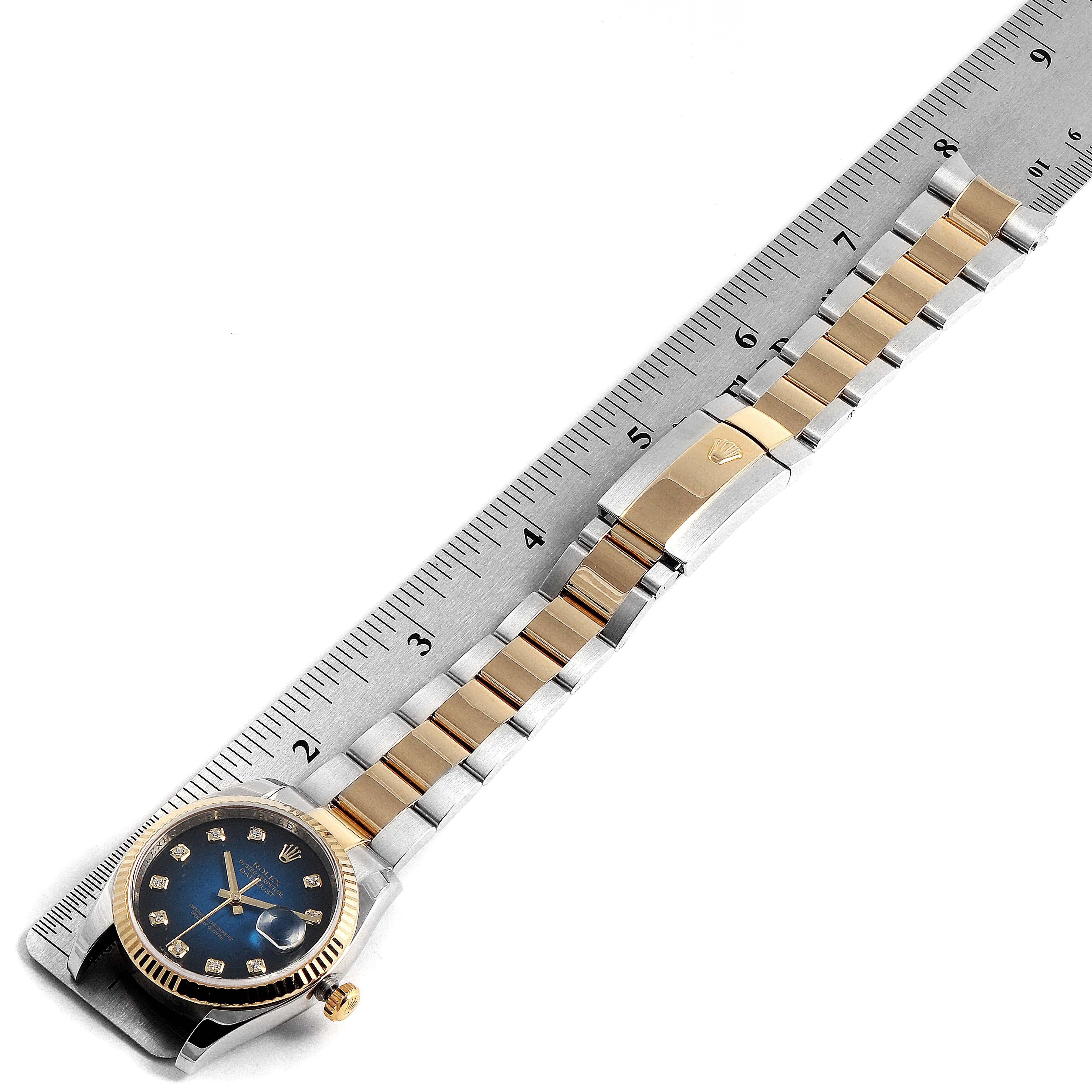 Rolex Datejust Steel Yellow Gold Blue Vignette Diamond Dial Watch 116233 For Sale 6