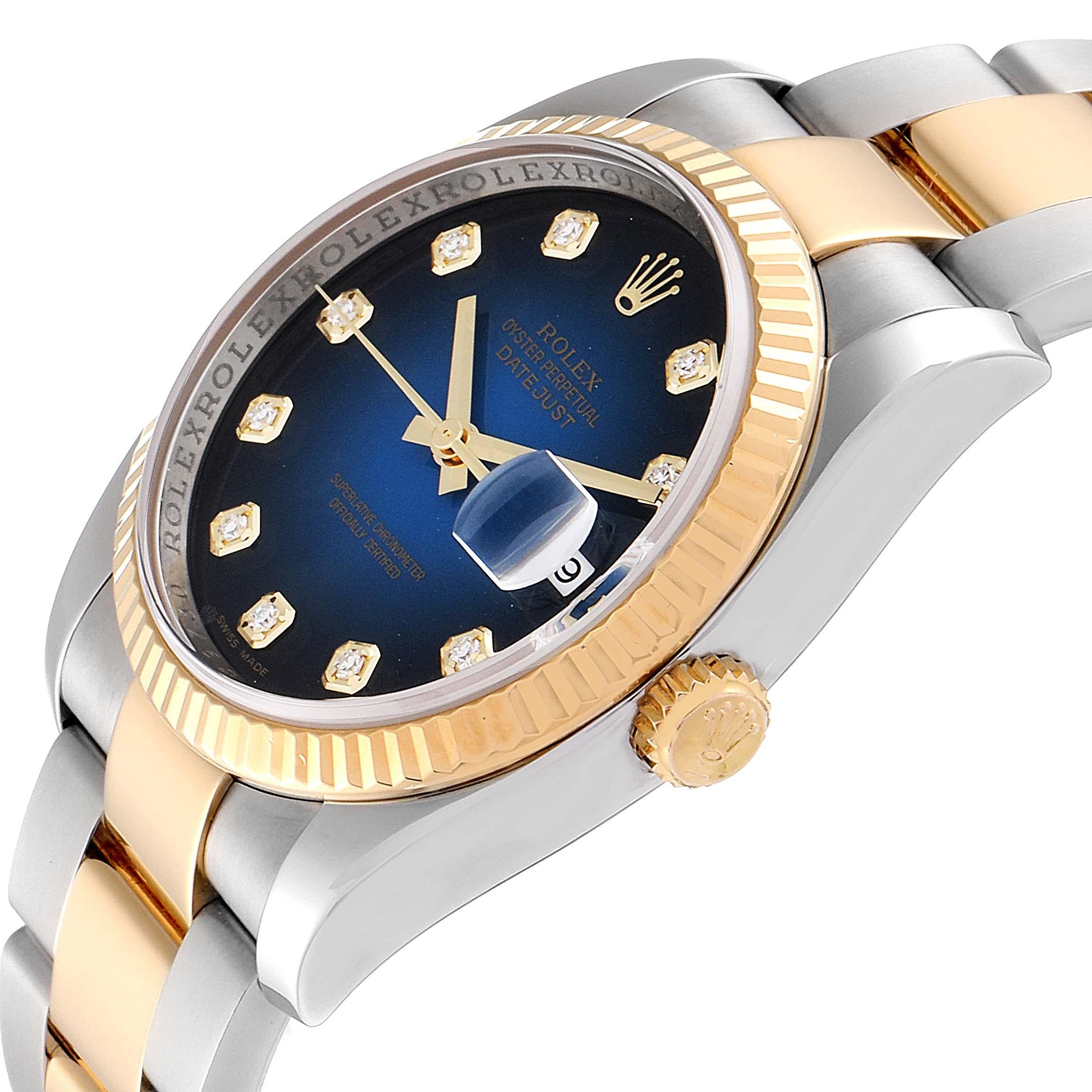 Rolex Datejust Steel Yellow Gold Blue Vignette Diamond Dial Watch 116233 For Sale 1