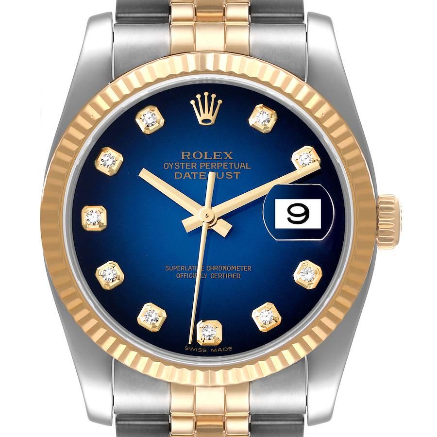 Rolex Datejust Steel Yellow Gold Blue Vignette Diamond Dial Watch 116233 For Sale