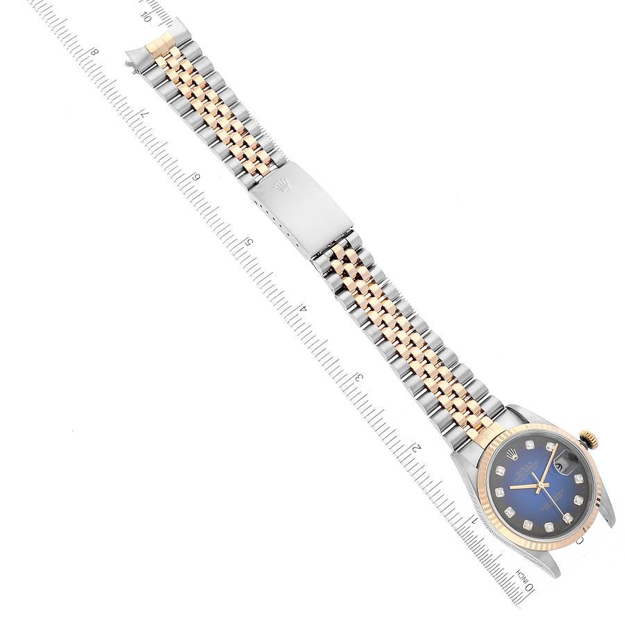 Rolex Datejust Stahl-Gelbgold-Uhr mit blauer Vignette und Diamant-Zifferblatt 16233 im Angebot 6