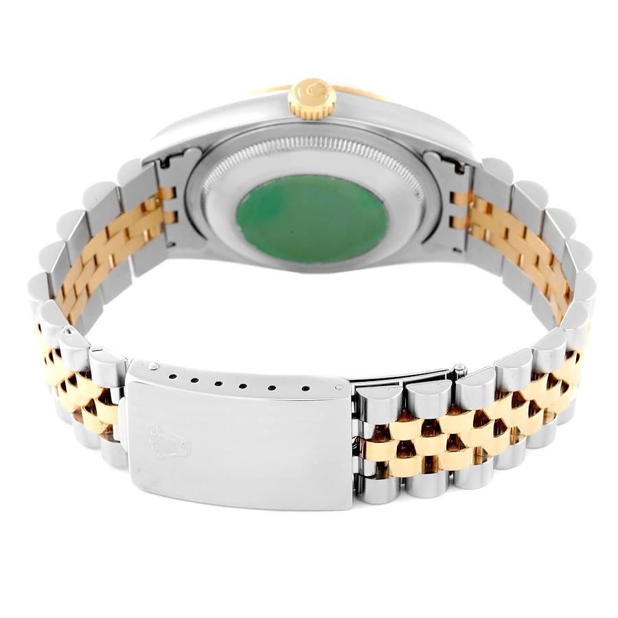 Rolex Datejust Stahl-Gelbgold-Uhr mit blauer Vignette und Diamant-Zifferblatt 16233 im Angebot 5