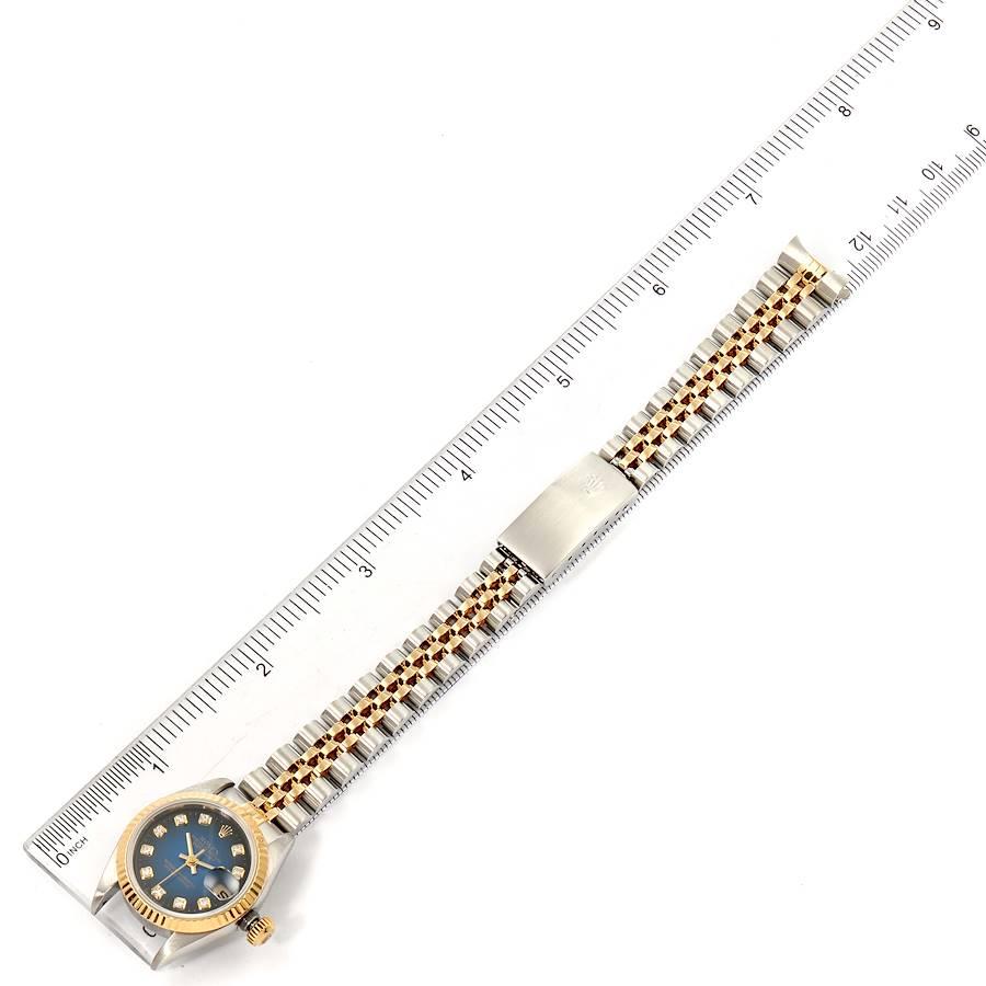 Rolex Datejust Steel Yellow Gold Blue Vignette Diamond Ladies Watch 79173 For Sale 6