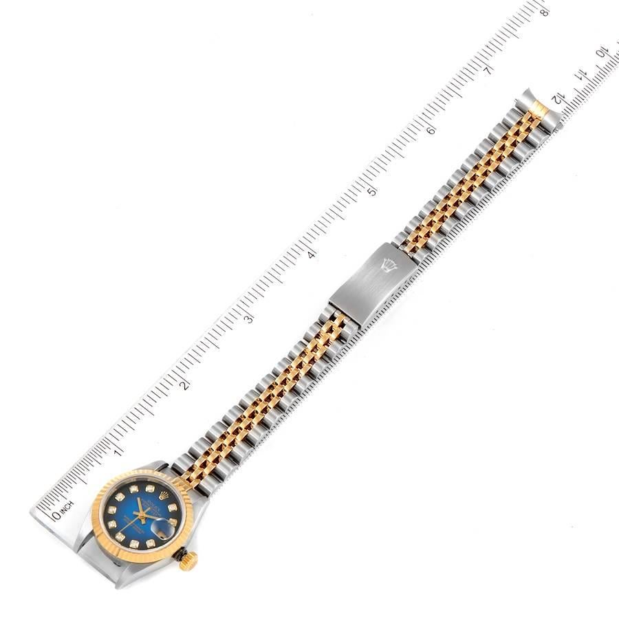 Rolex Datejust Steel Yellow Gold Blue Vignette Diamond Ladies Watch 79173 For Sale 5