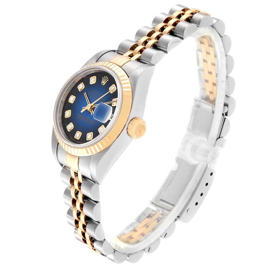 Women's Rolex Datejust Steel Yellow Gold Blue Vignette Diamond Ladies Watch 79173