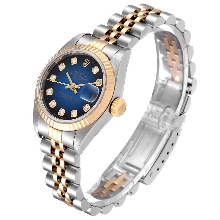 Women's Rolex Datejust Steel Yellow Gold Blue Vignette Diamond Ladies Watch 79173 For Sale