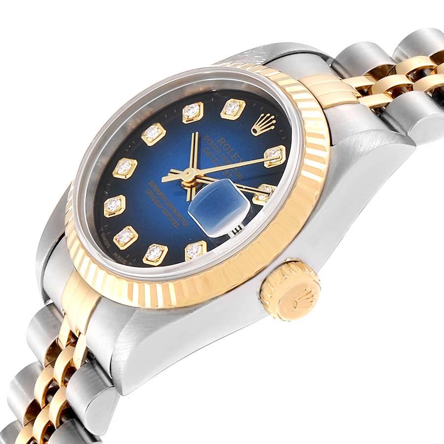 Rolex Datejust Steel Yellow Gold Blue Vignette Diamond Ladies Watch 79173 1