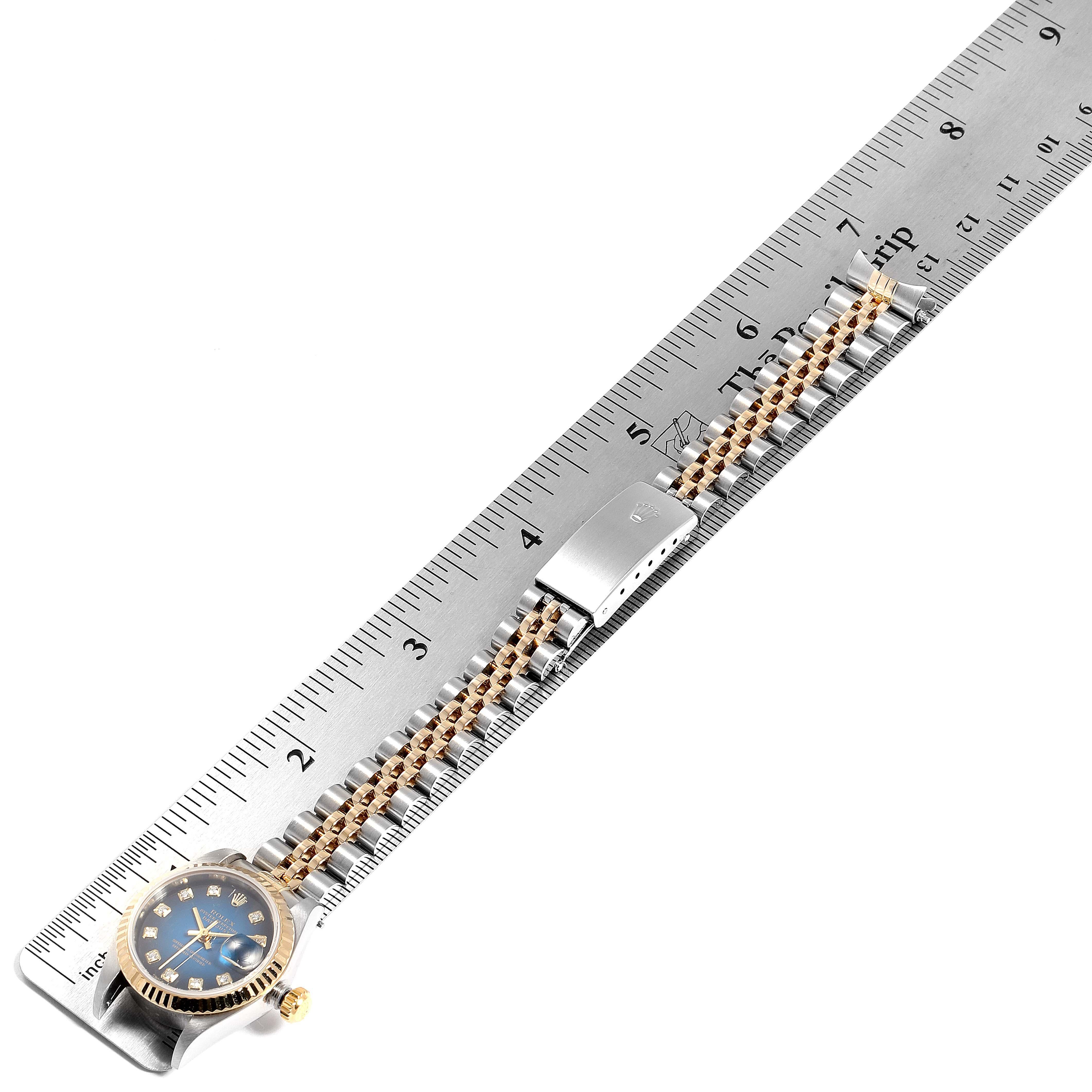 Rolex Datejust Steel Yellow Gold Blue Vignette Diamond Ladies Watch 79173 For Sale 5