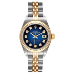 Rolex Datejust Steel Yellow Gold Blue Vignette Diamond Ladies Watch 79173