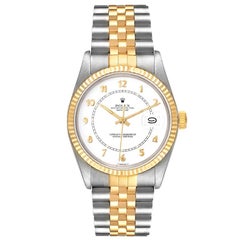 Rolex Datejust Steel Yellow Gold Boiler Gauge Dial Vintage Mens Watch 16013