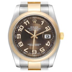 Rolex Datejust Steel Yellow Gold Bronze Arabic Dial Mens Watch 116203