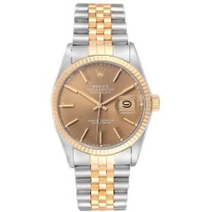 Rolex Datejust Steel Yellow Gold Bronze Dial Vintage Men's Watch 16013