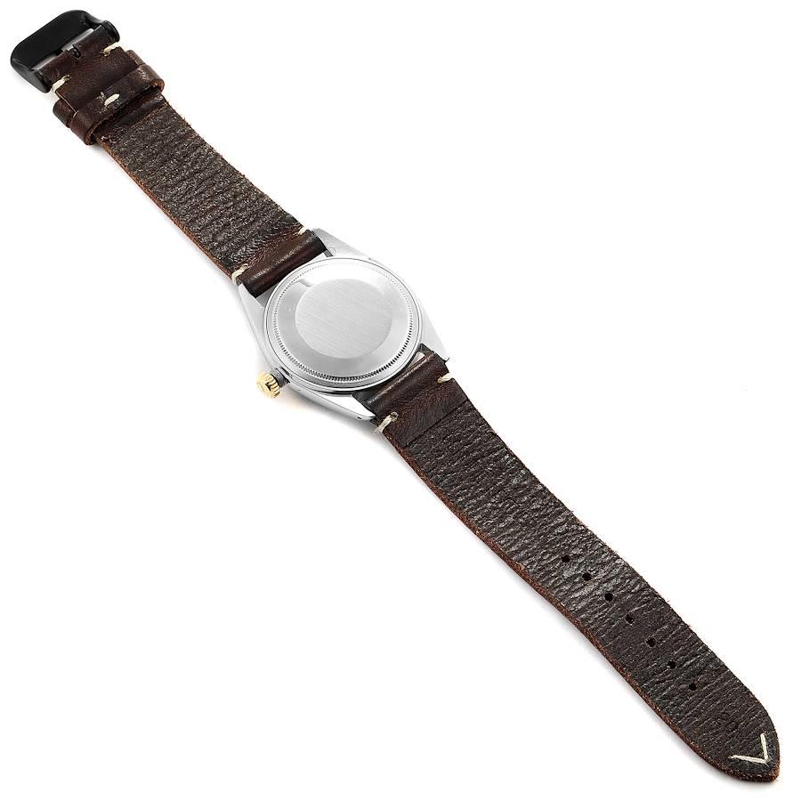 Rolex Datejust Steel Yellow Gold Brown Strap Vintage Men's Watch 1601 For Sale 8