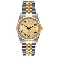 Rolex Datejust Steel Yellow Gold Buckley Dial Vintage Mens Watch 16013