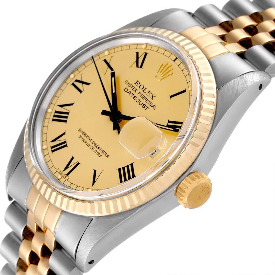 Rolex Montre Datejust vintage en acier et or jaune avec cadran à boucle pour hommes 16013 en vente 1