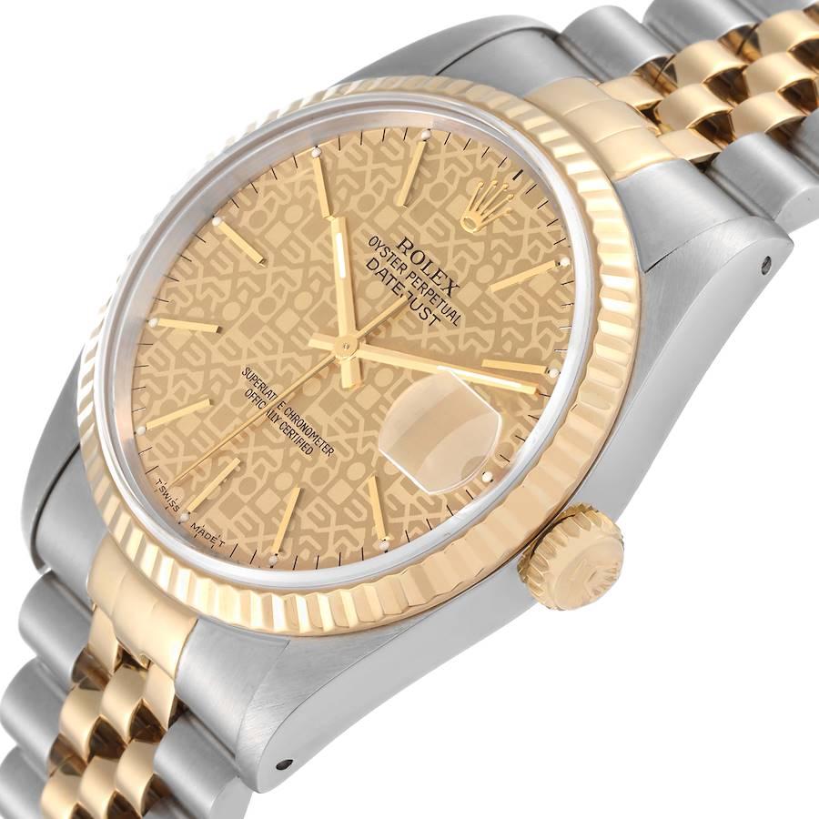 Rolex Datejust Steel Yellow Gold Champagne Anniversary Dial Mens Watch 16233 In Good Condition In Atlanta, GA