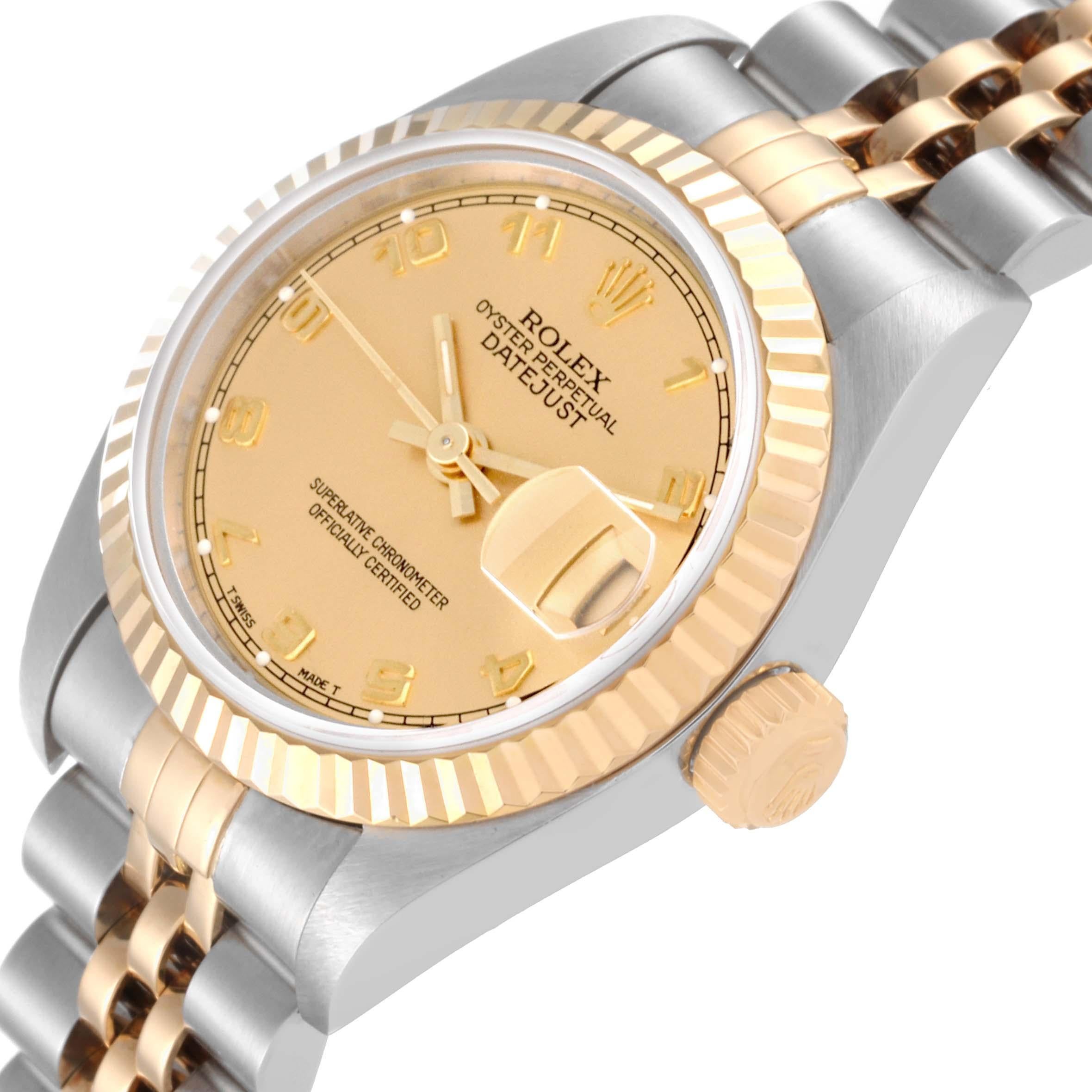 Rolex Datejust Steel Yellow Gold Champagne Arabic Dial Ladies Watch 69173 For Sale 1